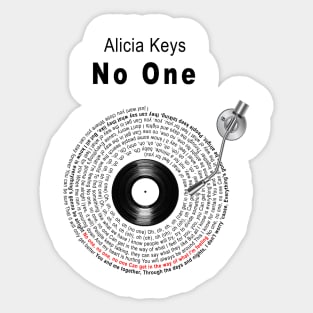 NO ONE LYRICS ILLUSTRATIONS Sticker